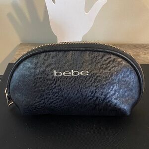 Bebe Black Cosmetic Toiletry Bag Goldtone Hardware Exc Condition FINAL